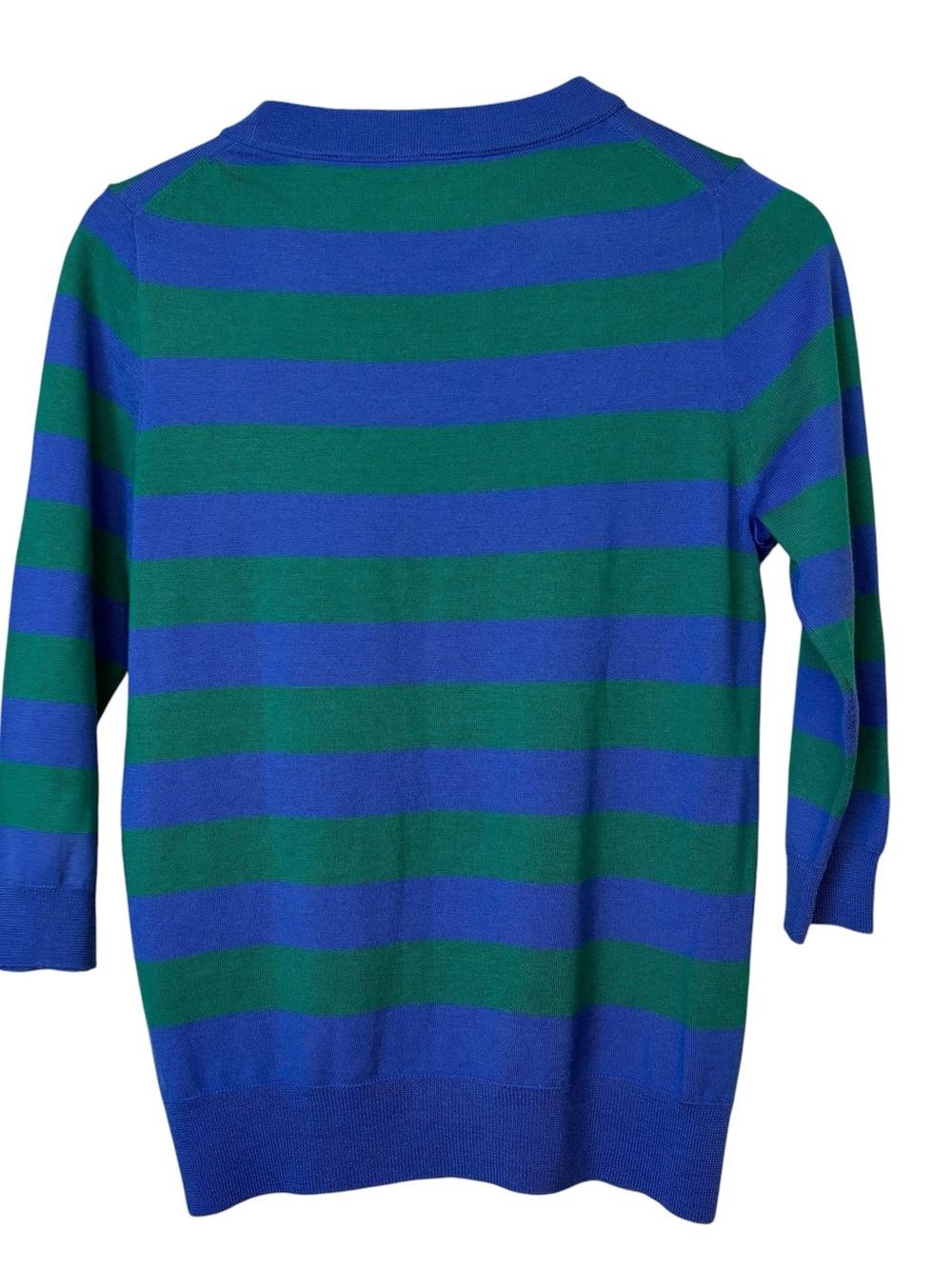 J. Crew Striped 100% Merino Wool Sweater 3/4 sleeve crew neck women’s size M - Picture 4 of 6